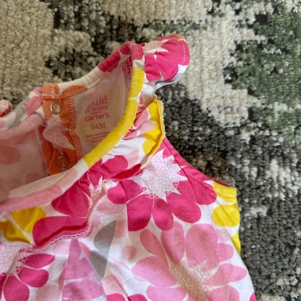 Carter’s Retro Mod Floral Romper Dress 24 Months Baby Toddler Girl